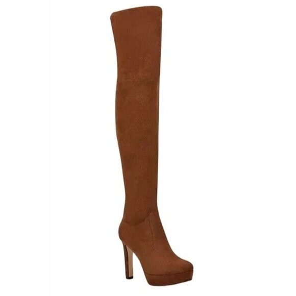 NINE WEST / Gotcha-2 / Brown / Suede / Platform / Knee-High / Boots With Stilett